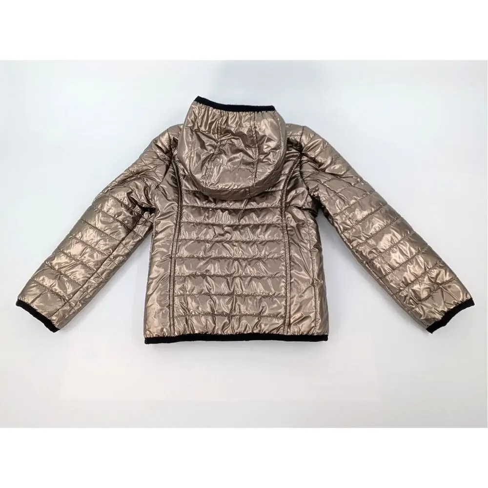 Atlantis Weathergear Puffer‎ Jacket Girl 5/6 Metallic Gold Tone Black Reversible